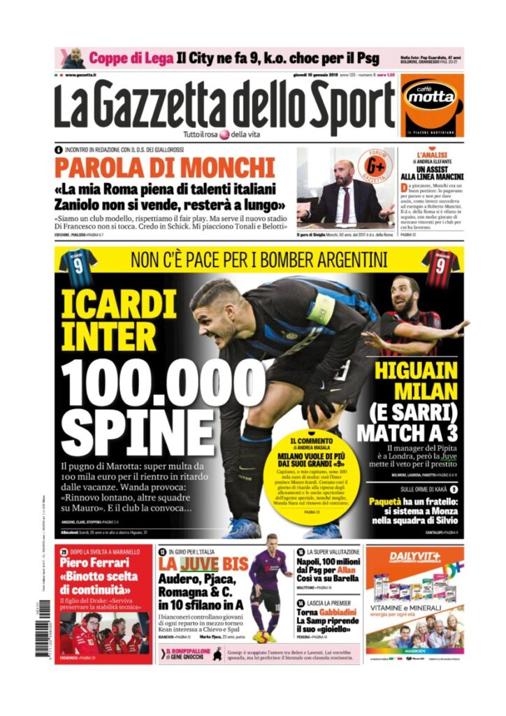 Rassegna Bianconera di giovedì 10 gennaio 2019 3 T3 5