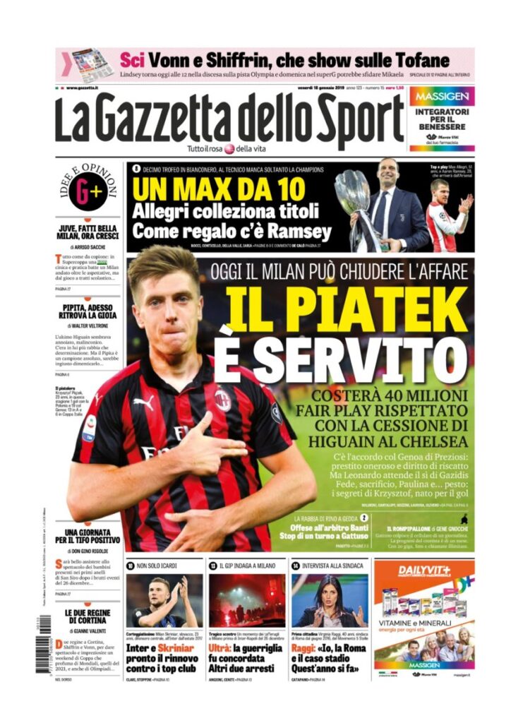 Rassegna bianconera di venerdì 18 gennaio 2019 3 T3 8