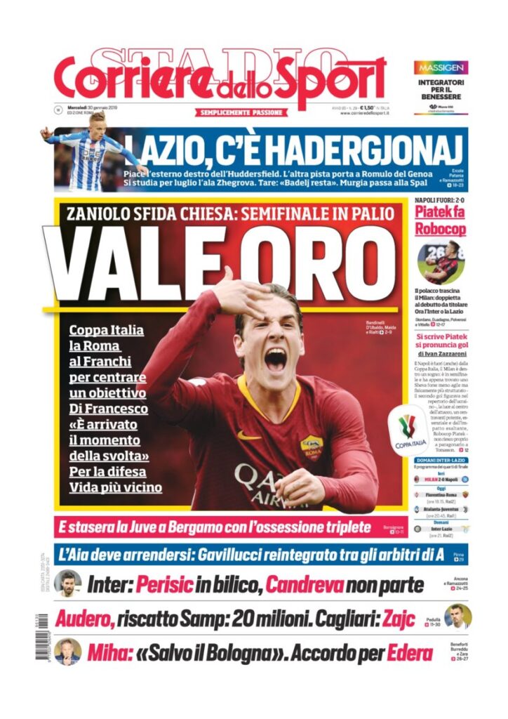 Rassegna Bianconera di mercoledì 30 gennaio 2019 5 T4 13