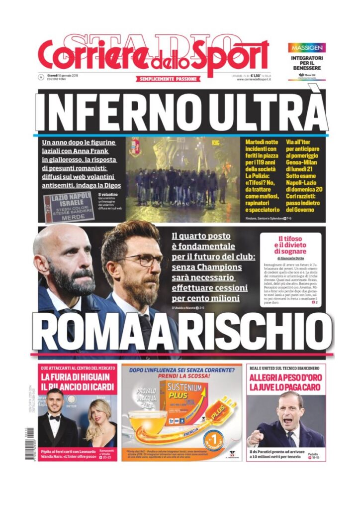 Rassegna Bianconera di giovedì 10 gennaio 2019 5 T5 5