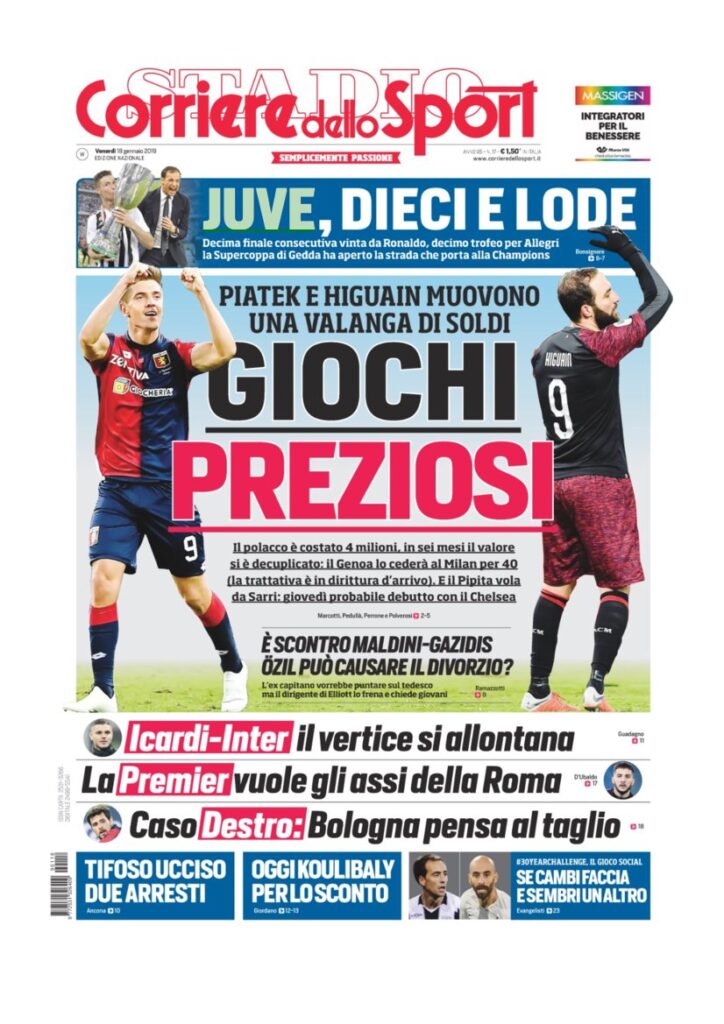 Rassegna bianconera di venerdì 18 gennaio 2019 5 T5 7