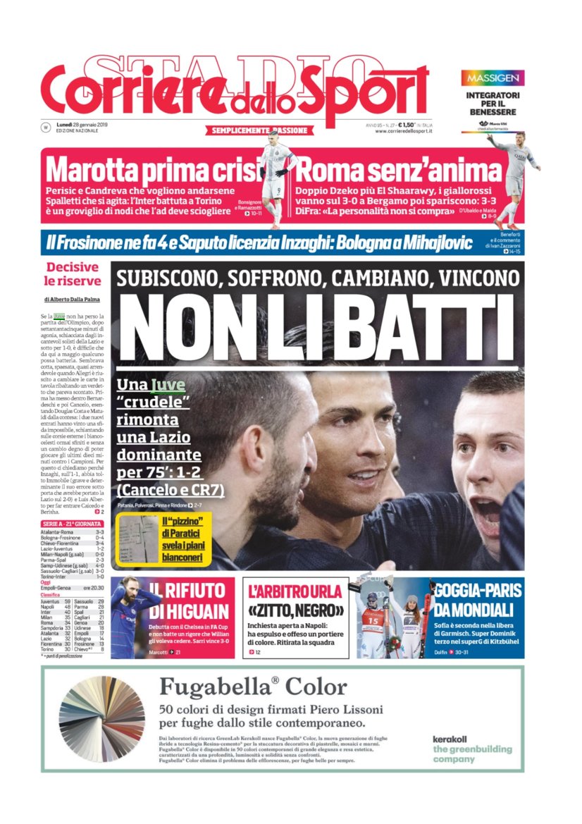 Rassegna Bianconera di lunedì 28 gennaio 2019 36 T6 9