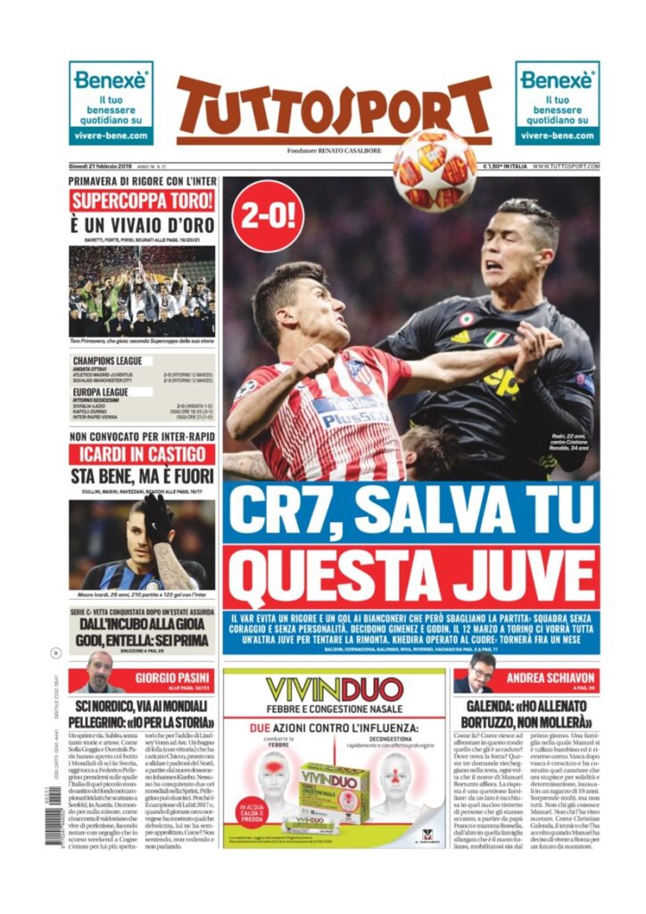 Rassegna Bianconera di giovedì 21 febbraio 2019 1 T1 17