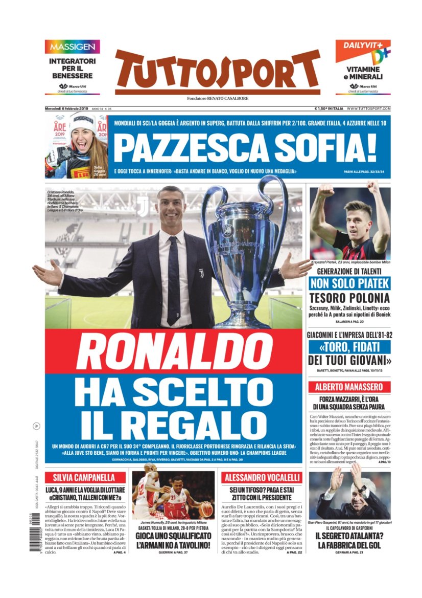 Rassegna Bianconera di mercoledì 6 febbraio 2019 36 T1 5