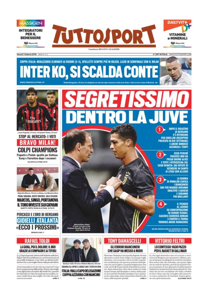 Rassegna Bianconera di venerdì 1 febbraio 2019 1 T1