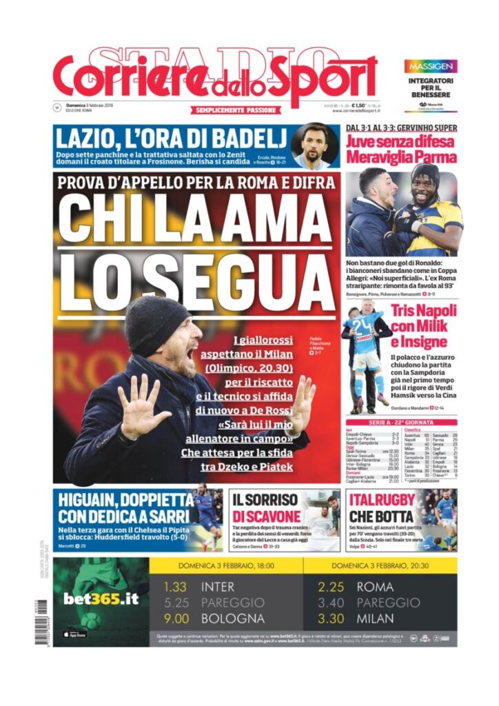 Rassegna Bianconera di domenica 3 febbraio 2019 3 T3 2