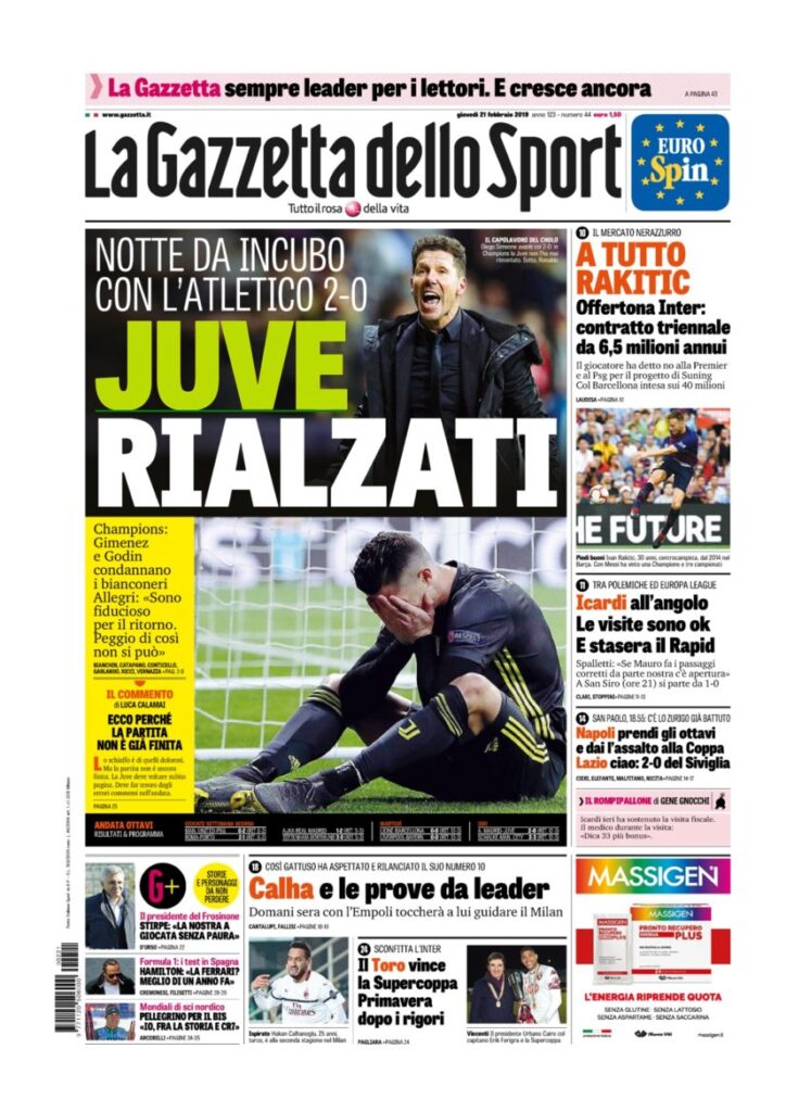 Rassegna Bianconera di giovedì 21 febbraio 2019 4 T4 16