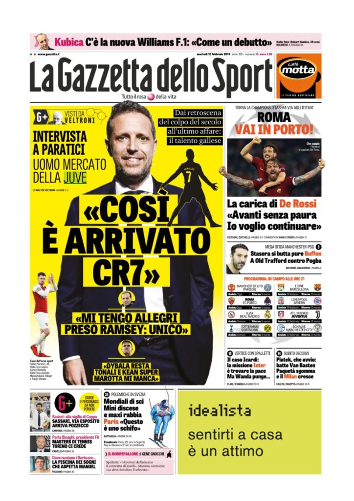 Rassegna Bianconera di martedì 12 febbraio 2019 3 T5 6