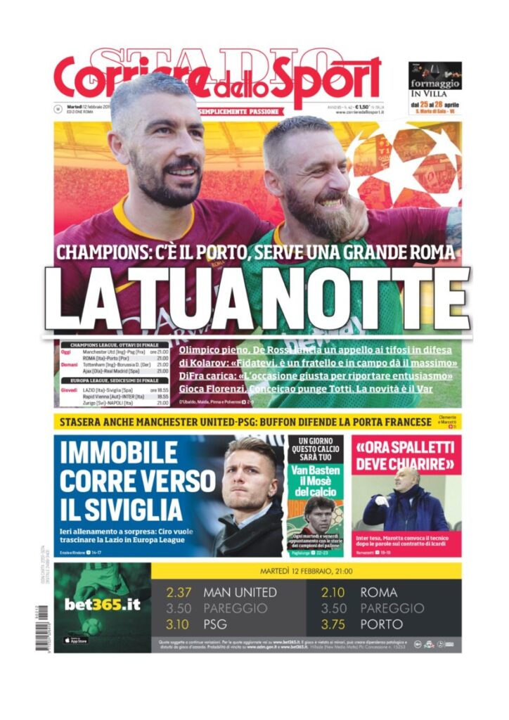 Rassegna Bianconera di martedì 12 febbraio 2019 5 T6 6