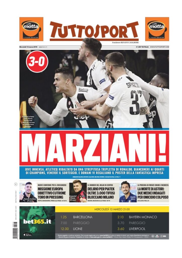 Rassegna Bianconera di mercoledì 13 marzo 2019 1 T1 1