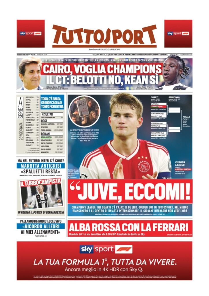 Rassegna Bianconera di sabato 16marzo 2019 1 T1 3