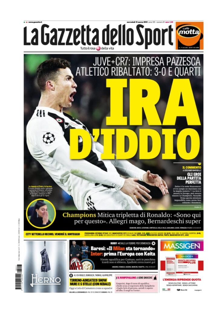 Rassegna Bianconera di mercoledì 13 marzo 2019 3 T3 1