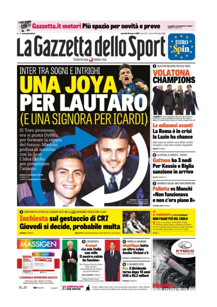 Rassegna Bianconera di martedì 19 marzo 2019 3 T4 4