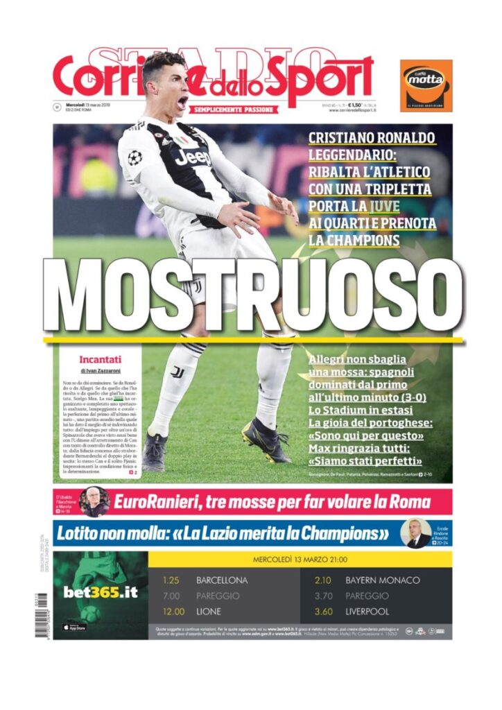 Rassegna Bianconera di mercoledì 13 marzo 2019 5 T5 1