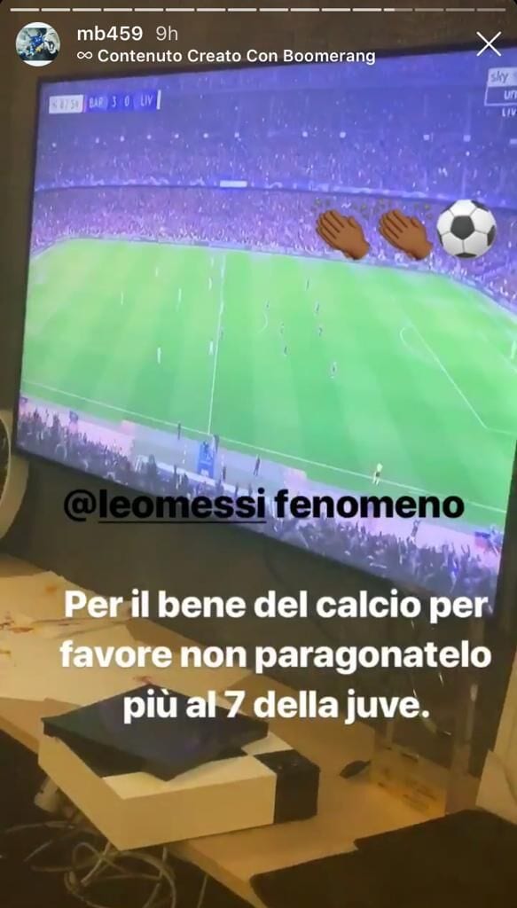 Balotelli fa infuriare i tifosi della Juve: «Non paragonate Messi a Ronaldo» 39 balotelli instagram