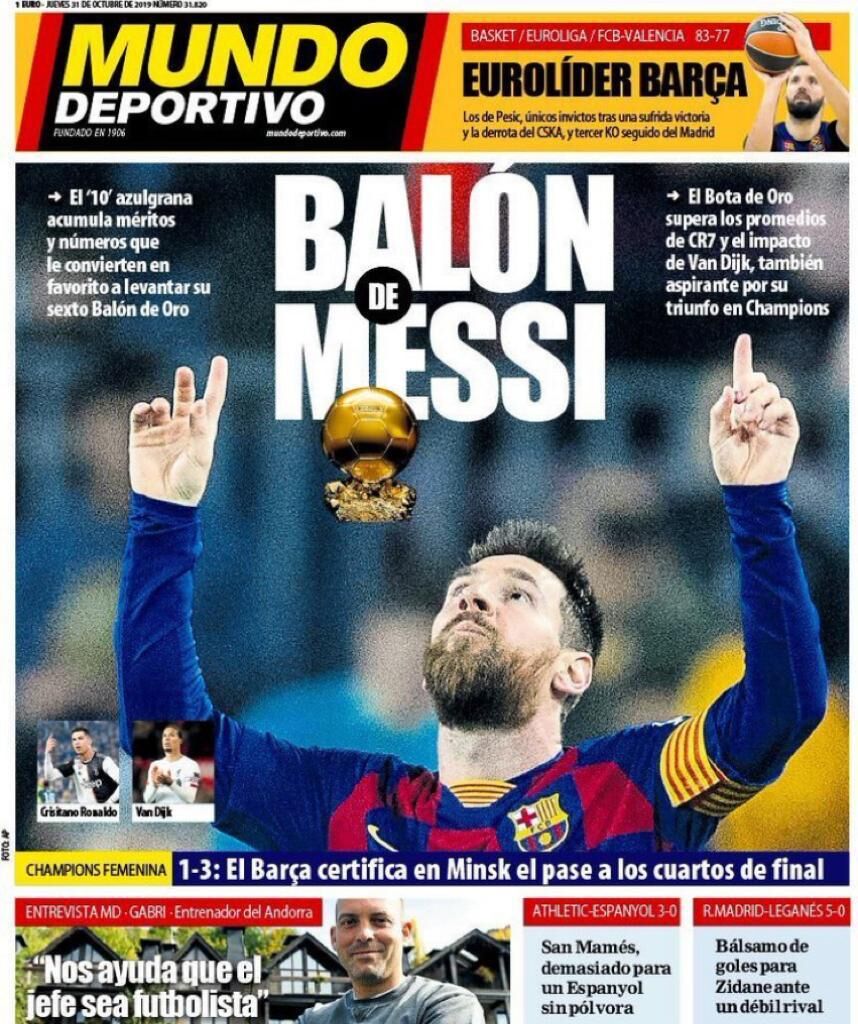 Pallone d'Oro, dalla Spagna: «Messi ha scavalcato Ronaldo» - FOTO 39 mundo deportivo