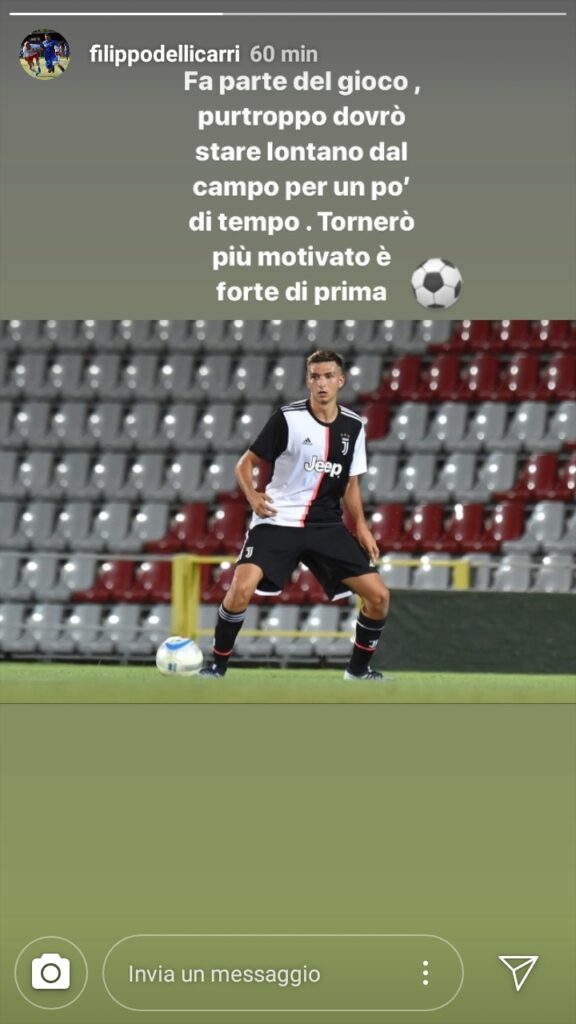 Infortunio Delli Carri: le condizioni del difensore della Juventus U23 39 WhatsApp Image 2019 11 23 at 12.21.44