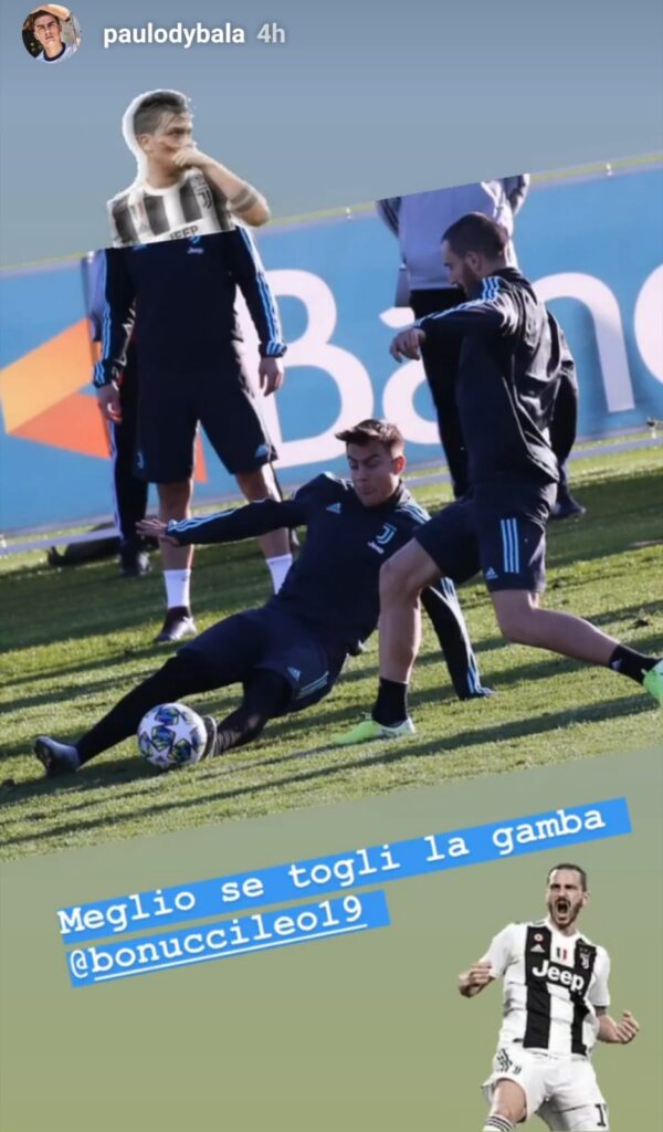 Dybala scherza con Bonucci: «Meglio se togli la gamba...» - FOTO 39 dybala bonucci