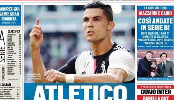 Rassegna stampa Juve: le prime pagine dei quotidiani sportivi - 25 novembre 2019 42 tuttosport 34