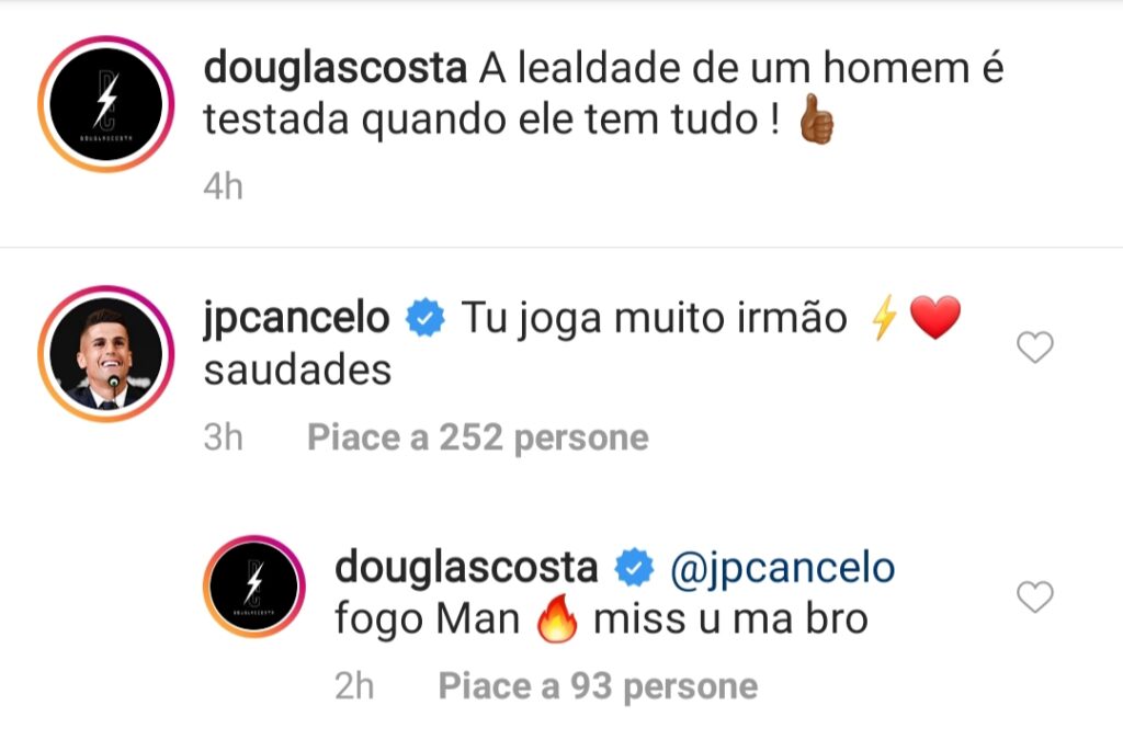 Cancelo scrive a Douglas Costa: «Mi manchi fratello» - FOTO 39 douglas costa cancelo