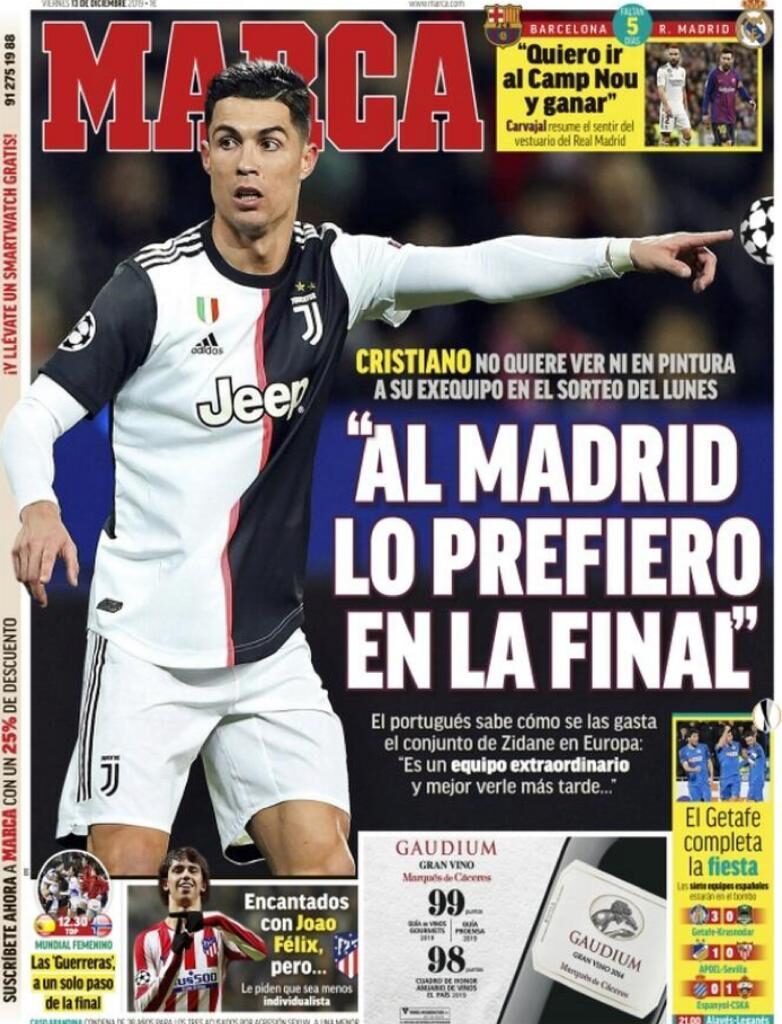 Cristiano Ronaldo sulla prima pagina di Marca: «Il Real meglio in finale» 39 marca