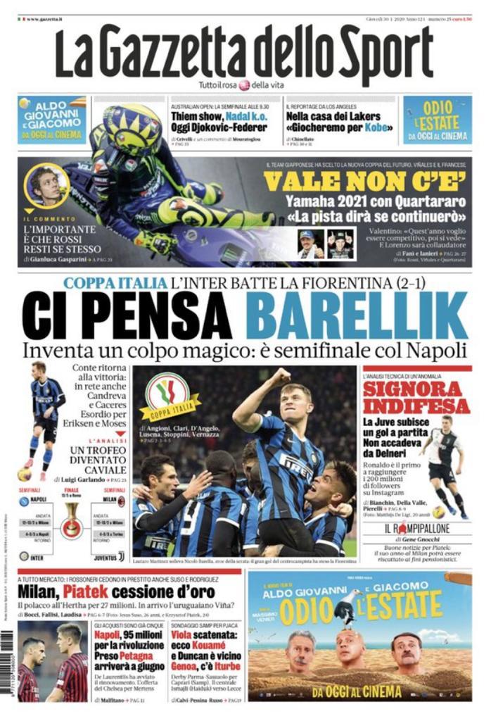 Rassegna stampa Juve: le prime pagine dei quotidiani sportivi - 30 gennaio 2020 44 gazzetta 32