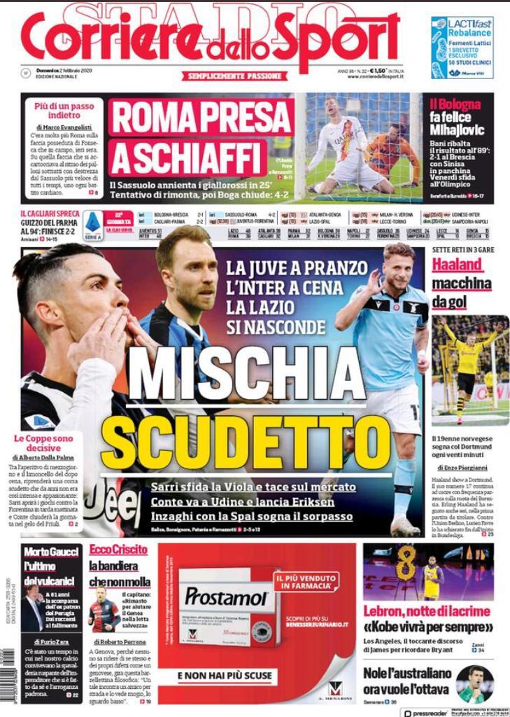 Rassegna stampa Juve: le prime pagine dei quotidiani sportivi - 2 febbraio 2020 43 corriere 1