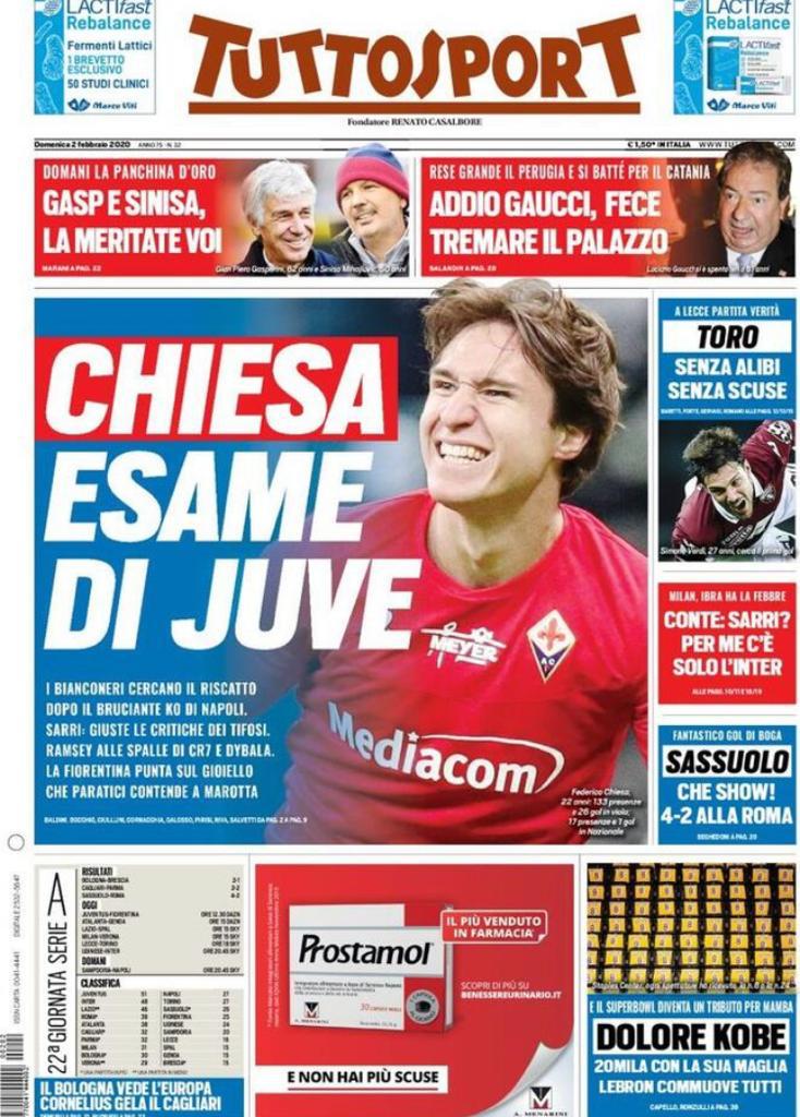 Rassegna stampa Juve: le prime pagine dei quotidiani sportivi - 2 febbraio 2020 45 tuttosport 2