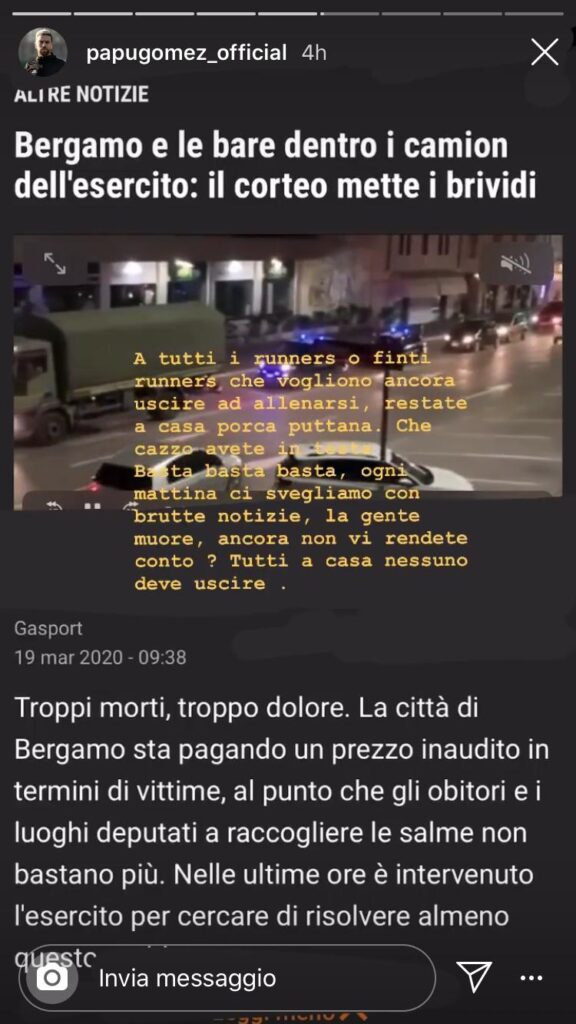 Emergenza Coronavirus, Gomez: «Che c**** avete in testa?» - FOTO 39 WhatsApp Image 2020 03 19 at 14.42.34