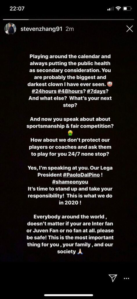 Zhang furioso: «Dal Pino il più grande pagliaccio che abbia mai visto» 39 Zhang