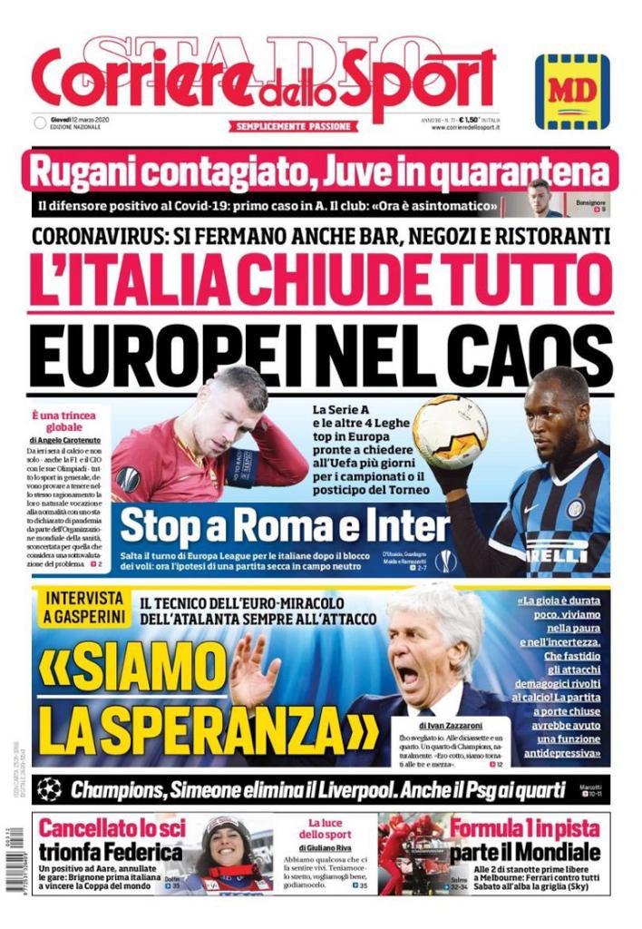 Rassegna stampa Juve: le prime pagine dei quotidiani sportivi - 12 marzo 2020 45 corriere 13