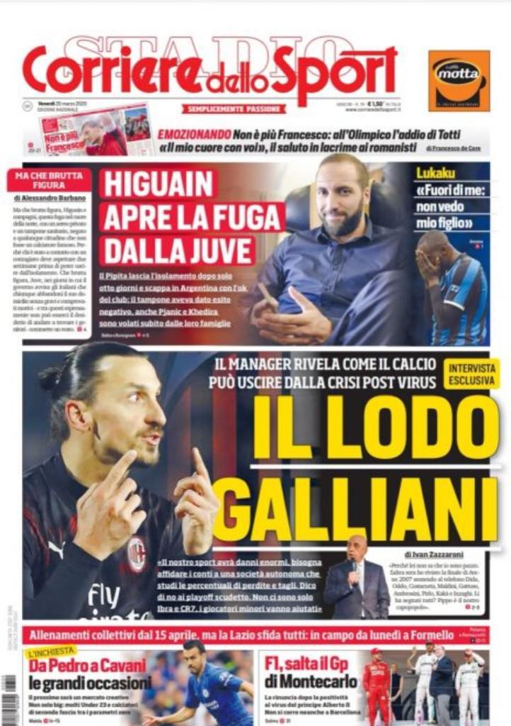 Rassegna stampa Juve: le prime pagine dei quotidiani sportivi - 20 marzo 2020 44 corriere 21