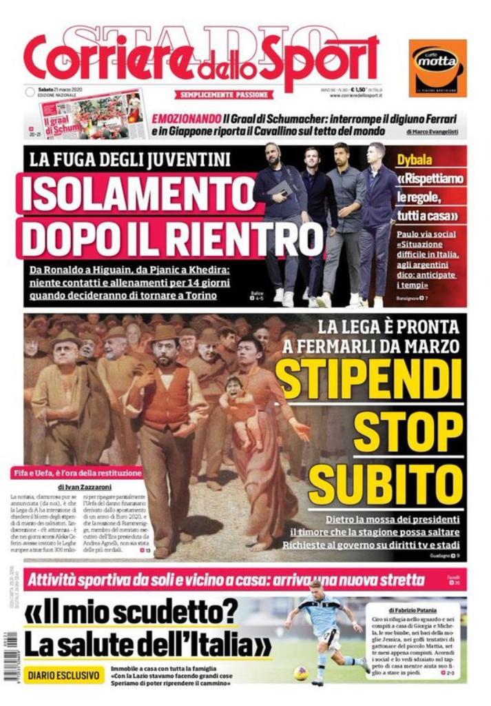 Rassegna stampa Juve: le prime pagine dei quotidiani sportivi - 21 marzo 2020 45 corriere 22