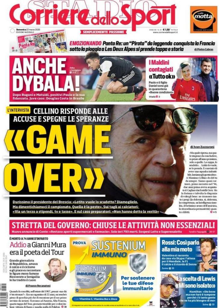 Rassegna stampa Juve: le prime pagine dei quotidiani sportivi - 22 marzo 2020 44 corriere 23