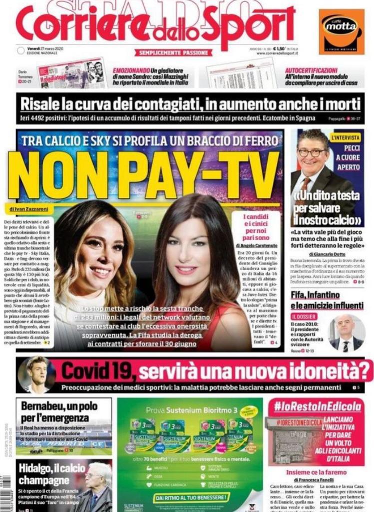 Rassegna stampa Juve: le prime pagine dei quotidiani sportivi - 27 marzo 2020 45 corriere 29