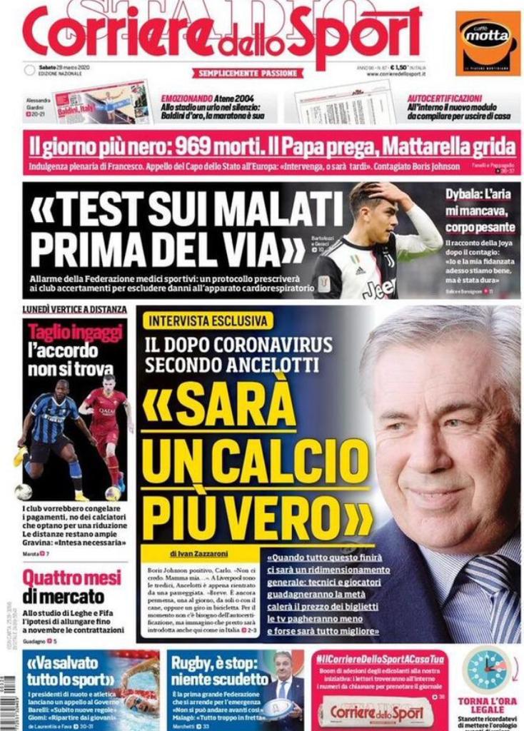 Rassegna stampa Juve: le prime pagine dei quotidiani sportivi - 28 marzo 2020 43 corriere 30