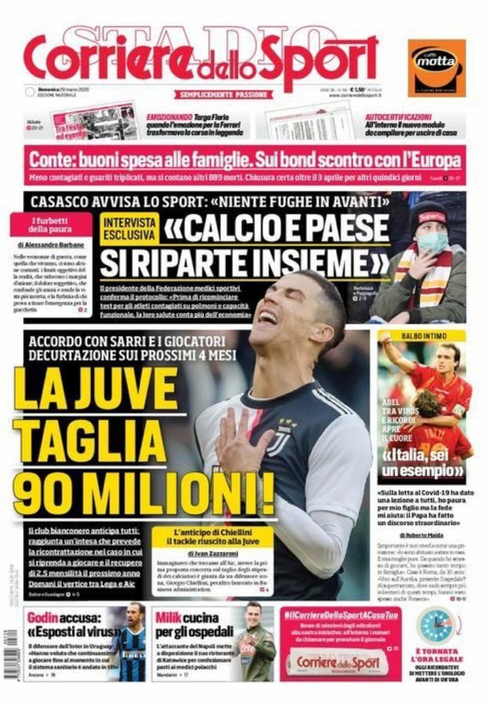 Rassegna stampa Juve: le prime pagine dei quotidiani sportivi - 29 marzo 2020 44 corriere 31