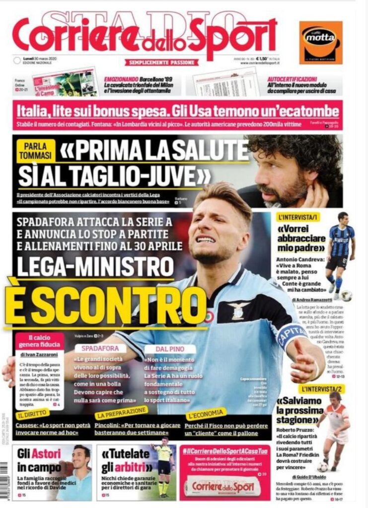 Rassegna stampa Juve: le prime pagine dei quotidiani sportivi - 30 marzo 2020 45 corriere 32