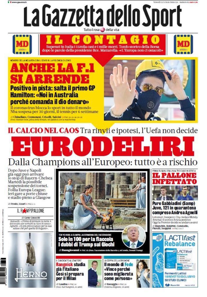 Rassegna stampa Juve: le prime pagine dei quotidiani sportivi - 13 marzo 2020 43 gazzetta 16