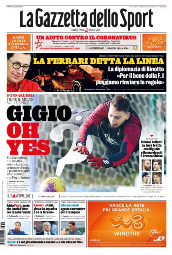 Rassegna stampa Juve: le prime pagine dei quotidiani sportivi - 19 marzo 2020 43 gazzetta 24