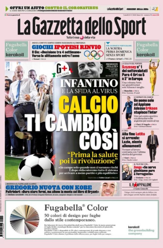 Rassegna stampa Juve: le prime pagine dei quotidiani sportivi - 23 marzo 2020 44 gazzetta 30