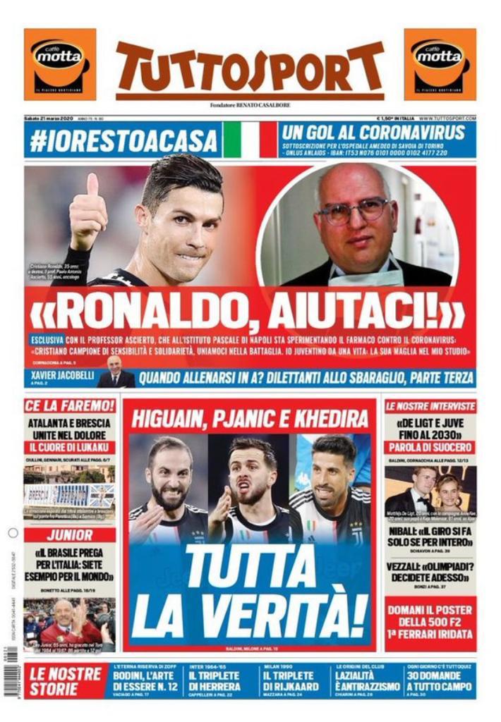 Rassegna stampa Juve: le prime pagine dei quotidiani sportivi - 21 marzo 2020 44 tuttosport 26