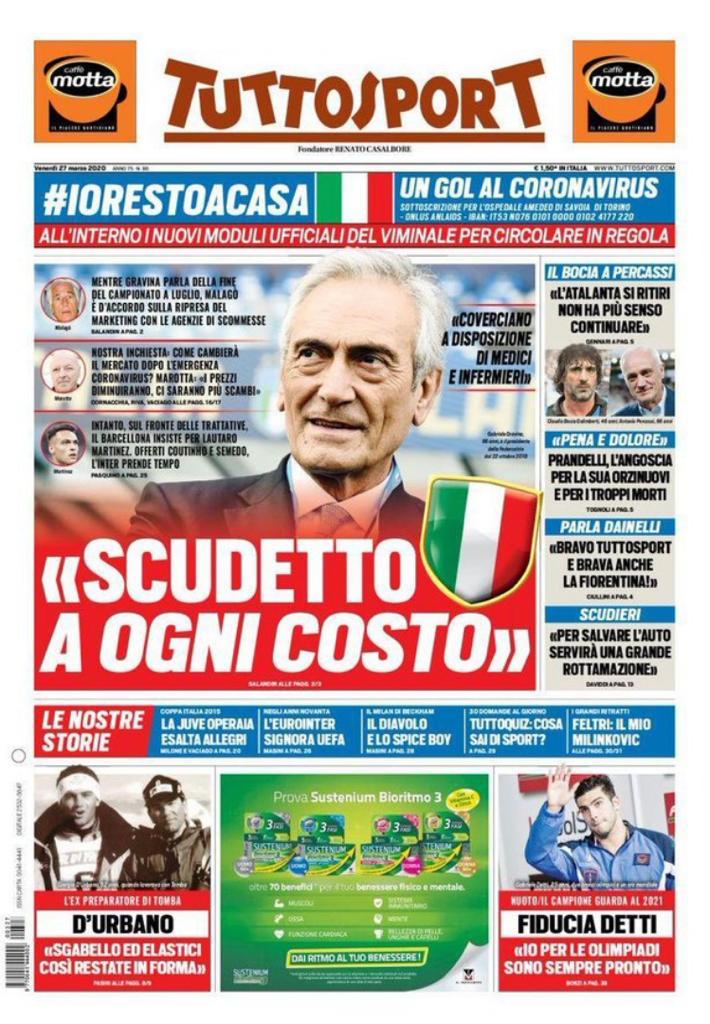Rassegna stampa Juve: le prime pagine dei quotidiani sportivi - 27 marzo 2020 44 tuttosport 34