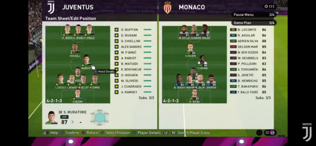 Juve Monaco eSports: le scelte di formazione del match 41 Titolari Juve Monaco