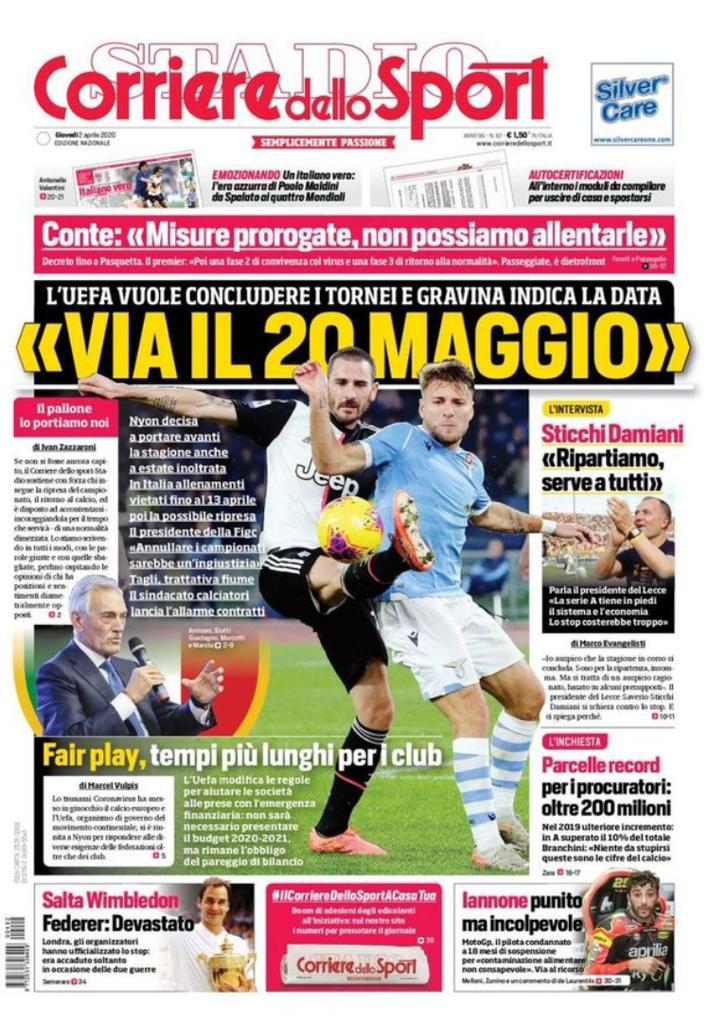 Rassegna stampa Juve: le prime pagine dei quotidiani sportivi - 2 aprile 2020 44 corriere 2