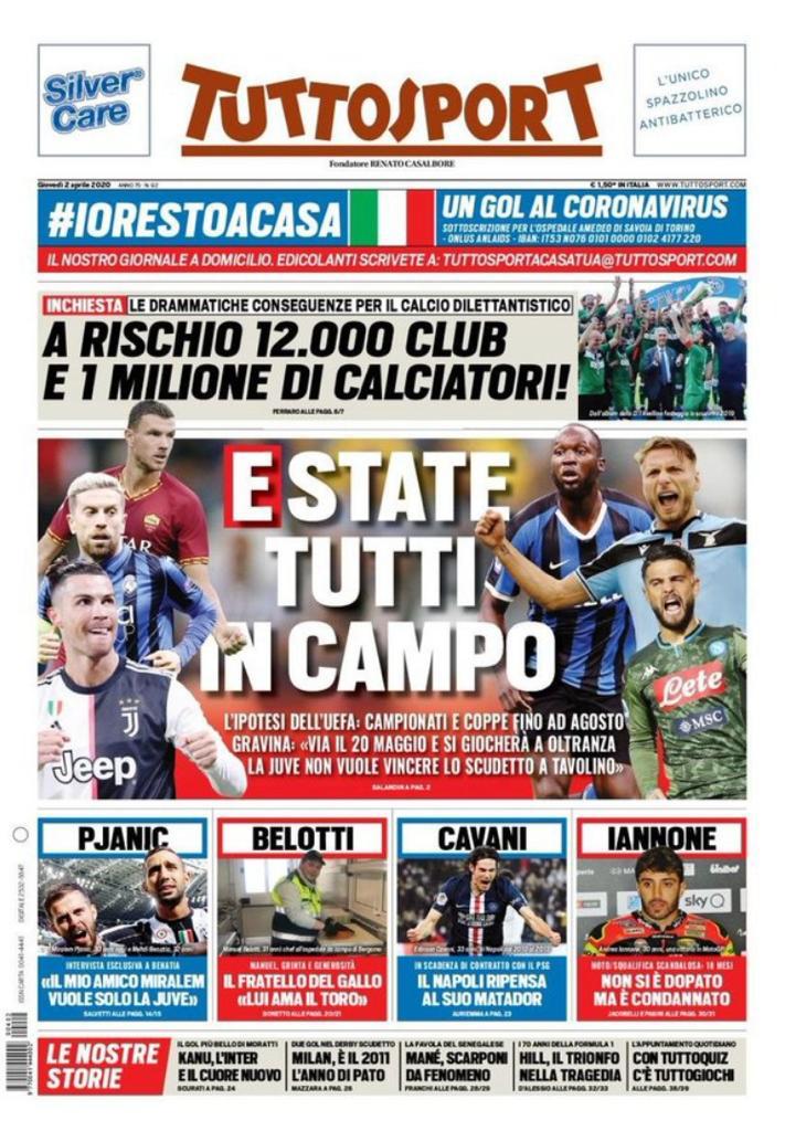 Rassegna stampa Juve: le prime pagine dei quotidiani sportivi - 2 aprile 2020 45 tuttosport 1
