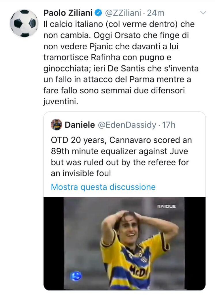 Ziliani: «Orsato ha finto di non vedere Pjanic. Calcio italiano col verme» 39 WhatsApp Image 2020 05 08 at 11.14.34