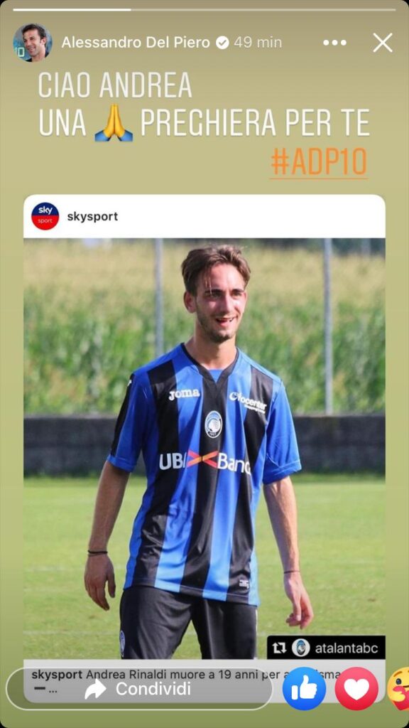 Del Piero, un pensiero per Andrea Rinaldi: «Una preghiera per te» - FOTO 39 del piero andrea rinaldi