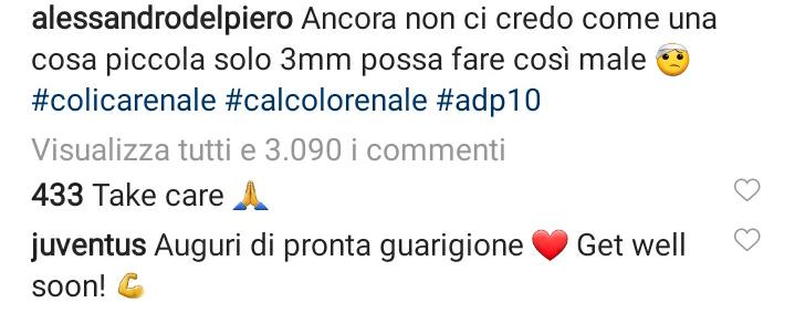 Alex Del Piero ricoverato, la Juve gli scrive: «Auguri di pronta guarigione» 39 del piero juve