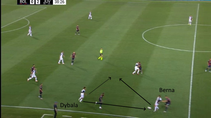 LAVAGNA TATTICA - Perché Dybala è stato vitale a Bologna 44 bologna juve dybala e berna triangolo